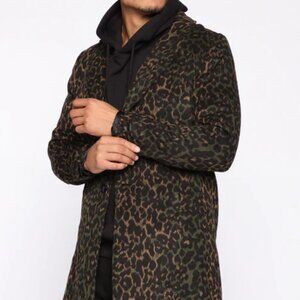 FASHION NOVA MEN Leopard Print Car Coat, Size XL, NwT